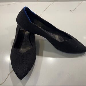 Rothy’s Black Pointed Toe Knit Flats Sustainable Shoes